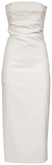 Lange jurk met borduurwerk Ermanno Scervino , White , Dames - Xs,2Xs