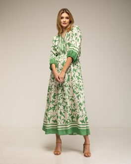 Lange jurk met print Groen