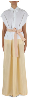 Lange katoenen en viscose jurk met riem Fabiana Filippi , Multicolor , Dames - L,M,S