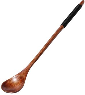 Lange Lepels Houten Koreaanse Stijl Natuurlijke Hout Lange Steel Ronde Lepels Voor Soep Koken Mengen Stirr Kichen Tool Wooden spoonB