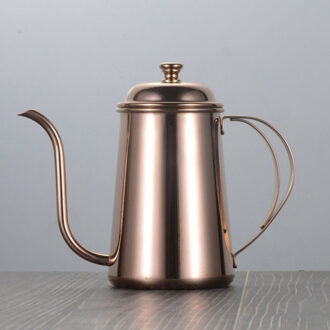 Lange mond hand ponsen pot fijne mond pot 650 ml dikke 304 roestvrij staal drip koffie pot filter brouwen theepot waterkoker roos goud