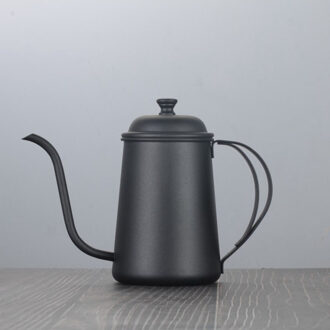 Lange mond hand ponsen pot fijne mond pot 650 ml dikke 304 roestvrij staal drip koffie pot filter brouwen theepot waterkoker zwart