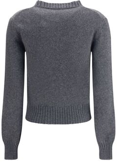 Lange Mouw Gebreide Top Grijs