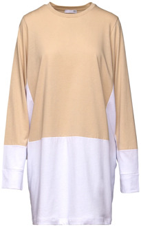 Lange Mouw Jersey T-shirt Crème/Wit Douuod Woman , Multicolor , Dames - Xl,L,M,S