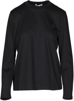 Lange Mouw Jersey T-shirt met Velvet Logo Douuod Woman , Black , Dames