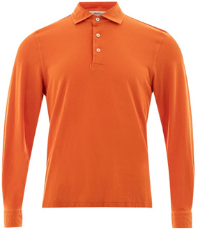 Lange Mouw Piqué Polo Shirt Gran Sasso , Orange , Heren - L