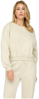 Lange mouw ronde hals trui vrouwen Only , Beige , Dames - L,M