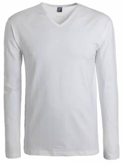 Lange Mouw T-shirt Oslo 1pack Stretch V-hals Wit (7803)