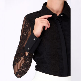 Lange mouwen Lace Tailor Shirt Zwart - XS