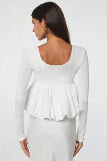 Lange Mouwen Peplum Top Wit