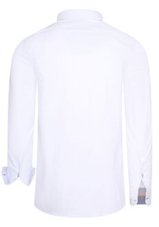 Lange mouwen stretch zakelijk en vrijetijdsoverhemd Wit - 2XL