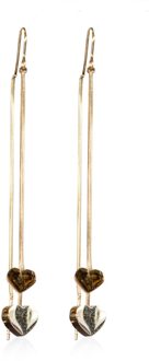 Lange oorbellen String Hearts  goud - One Size,