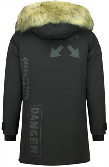 Lange Parka Jas Heren – Met Faux Bontkraag– Zwart Heren Winterjas Heren Jas Maat S