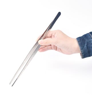 Lange Pincet Zilver Tang Rechte Pincet Roestvrij Staal Voedsel Barbecue Keuken Hand Tool Bbq Accessoires 30Cm