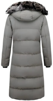 Lange puffer jackets met capuchon - maat XS Grijs