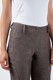 Lange rechte linnen broek - maat Bruin