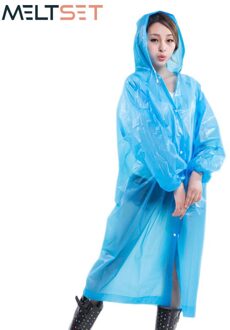 Lange Regenjas Voor Vrouwen Draagbare Wandelen Regen Jas Motorfiets Regenkleding Reis Cover Waterdichte Regen Jas Bike Regen Poncho blauw