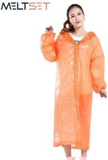 Lange Regenjas Voor Vrouwen Draagbare Wandelen Regen Jas Motorfiets Regenkleding Reis Cover Waterdichte Regen Jas Bike Regen Poncho oranje