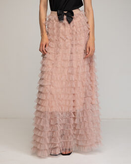 Lange rok met tule ruches Roze - L