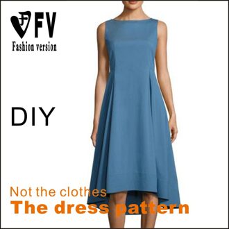 Lange Rok Patroon Vrouwen Mouwloze Jurk Naaien Structuur Tekening 1:1 Kledingstuk Patroon BLQ-317 patroon Size 5XL