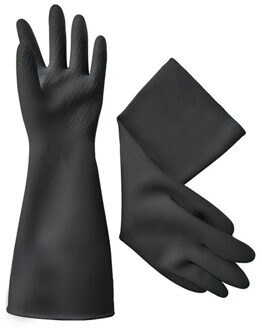 Lange rubberen handschoenen 40 CM zuur olie grote werven dikke warme latex handschoen werkhandschoenen binnenkant zwart