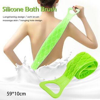 Lange Siliconen Gel Scrub Bad Borstel Strip Massage Terug Wrijft Baden Tape Douche Borstels Silicone Back Scrubbers Baden Borstel groen (59X10cm)