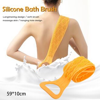 Lange Siliconen Gel Scrub Bad Borstel Strip Massage Terug Wrijft Baden Tape Douche Borstels Silicone Back Scrubbers Baden Borstel oranje (59X10cm)