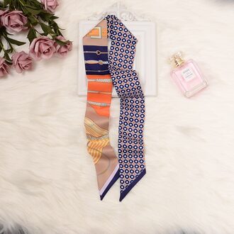 Lange Skinny Zijden Sjaal Kraag Tie Vrouwen Foulard Zak Lint Sjaals Bloemenprint Elegante Haarband Hoofddoek Customisatio Paars