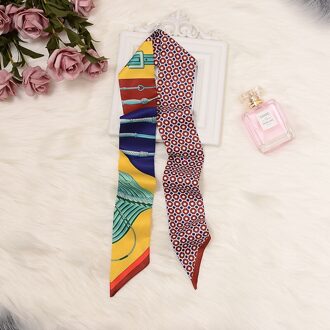 Lange Skinny Zijden Sjaal Kraag Tie Vrouwen Foulard Zak Lint Sjaals Bloemenprint Elegante Haarband Hoofddoek Customisatio Rood