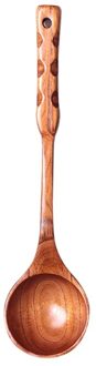 Lange Steel Houten Antieke Lepel Retro Massief Houten Soep Lepel Huishouden Keuken Grote Koken Lepel