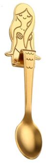 Lange Steel Rvs Roer Mermaid Koffie Lepel Ijs Dessert Thee Lepel Voor Picknick Keuken Bestek Drinken Gadget goud