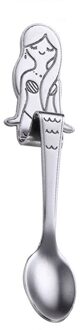 Lange Steel Rvs Roer Mermaid Koffie Lepel Ijs Dessert Thee Lepel Voor Picknick Keuken Bestek Drinken Gadget zilver