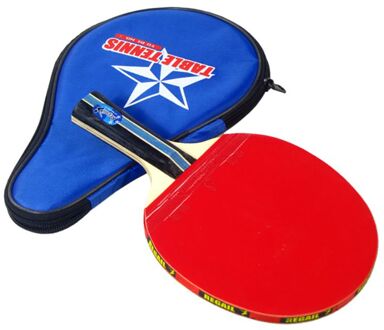 Lange Steel Shake Hand Tafeltennis Racket Ping Pong Paddle + Waterdichte Tas Pouch Red Indoor Tafeltennis Accessoire Blauw