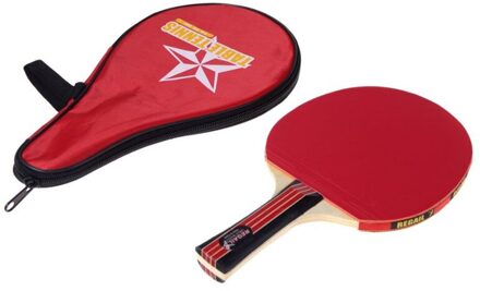 Lange Steel Shake Hand Tafeltennis Racket Ping Pong Paddle + Waterdichte Tas Pouch Red Indoor Tafeltennis Accessoire Rood