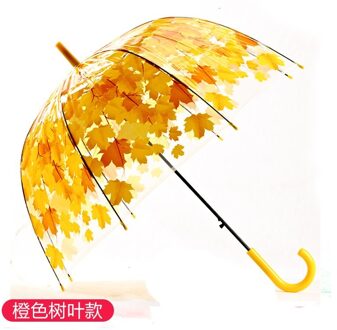 Lange Steel Transparante Paraplu Creatieve Semi-Automatische Regenachtige Paraplu Vrouwen Outdoor regen bescherming mum 8 Ribben Paraguas Geel