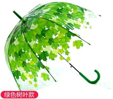 Lange Steel Transparante Paraplu Creatieve Semi-Automatische Regenachtige Paraplu Vrouwen Outdoor regen bescherming mum 8 Ribben Paraguas Groen