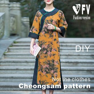 Lange Stijl Slanke Verbeterde Cheongsam Jurk Patroon Kledingstuk Snijden Tekening 1:1 Patroon Fysieke BQP-71 Size XL