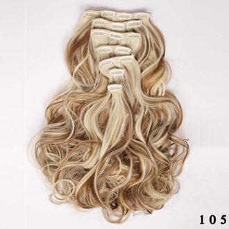 Lange Synthetische 16 Haar Clip In Hair Extension Hittebestendige Haarstukje Natuurlijke Golvend Haarstukje Licht Bruin Blond Kleur Voor Wit 105