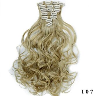 Lange Synthetische 16 Haar Clip In Hair Extension Hittebestendige Haarstukje Natuurlijke Golvend Haarstukje Licht Bruin Blond Kleur Voor Wit 107