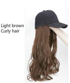 Lange Synthetische Baseball Cap Pruik Natural Black / Brown Straight Pruiken Natuurlijk Sluit Synthetische Hoed Pruik Verstelbare Voor Meisjes licht bruin CU