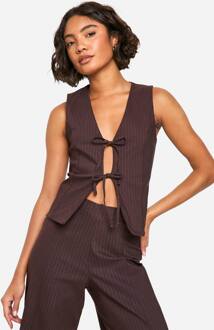 Lange Tie Front Pinstripe Tank, Chocolate - 40