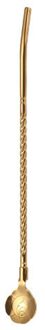 Lange Twisted Stro Lepel Draagbare Goud Thee Scoop Herbruikbare Gekleurde Rvs Rietjes Cocktail Koffie Roeren Lepel roos goud