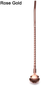 Lange Twisted Stro Lepel Draagbare Roestvrij Staal Thee Scoop Gebogen Filter Gekleurde Rietje Cocktail Koffie Roeren Lepels roos goud