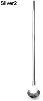 Lange Twisted Stro Lepel Draagbare Roestvrij Staal Thee Scoop Gebogen Filter Gekleurde Rietje Cocktail Koffie Roeren Lepels Silver2