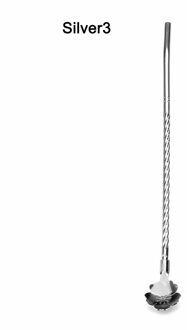 Lange Twisted Stro Lepel Draagbare Roestvrij Staal Thee Scoop Gebogen Filter Gekleurde Rietje Cocktail Koffie Roeren Lepels Silver3