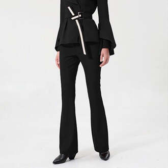 Lange wijd uitlopende broek Zwart - M