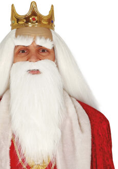 Lange witte verkleed baarden met snor - Tovenaarbaard - Kabouterbaarden