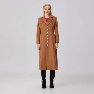 Lange wollen jas op maat Camel - XS