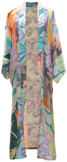 Lange Zijden Bedrukte Kimono Shana Mes Demoiselles , Multicolor , Dames - ONE Size