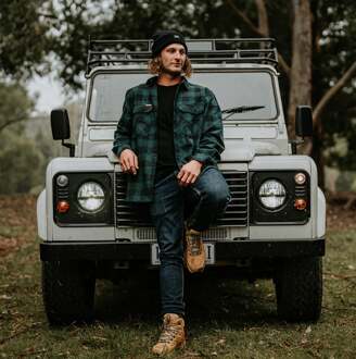 LANGEA KORTE CHECK FLANELL Heren Overhemden Groen - 2XL